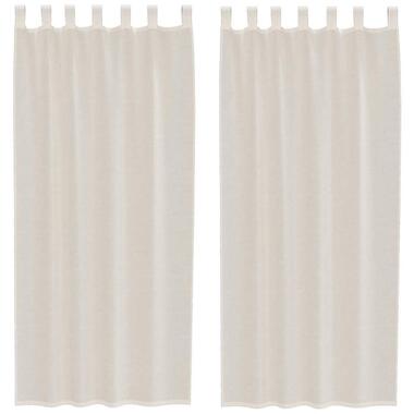 vidaXL Gordijnen van voile met lussen - Crème - 140x225 cm - Stof - 2 Stuks