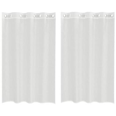 vidaXL Gordijnen van voile met ringen - Wit - 140x175 cm - Stof - 2 Stuks