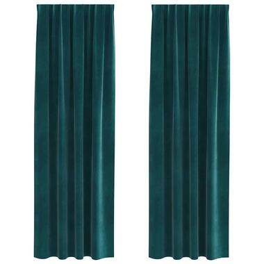 vidaXL Gordijnen - Verduisterend - 140x245 cm - Donkergroen - Fluweel - 2 Stuks