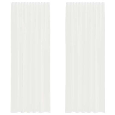 vidaXL Gordijnen van voile met roedezakken Wit 140x260 cm Stof 2 Stuks
