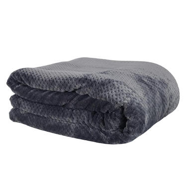 Home Deco factory Fleece deken - grijs - 180 x 220 cm cm