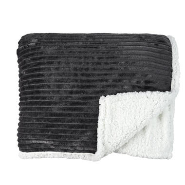 Home Deco factory Fleece deken - grijs - 180 x 220 cm cm