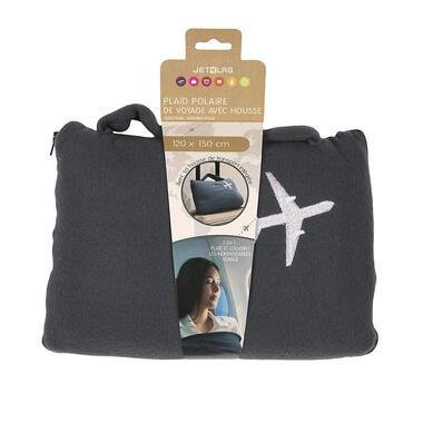 Jetlag Reisdeken met hoes - zwart - 120 x 150 cm - polyester