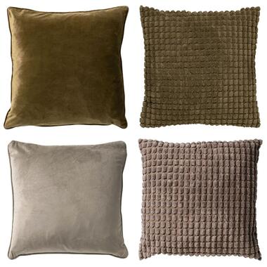 KUSSENSET - 4-delig - Dual Harmony - 45x45 cm - sierkussens inclusief binnenkuss