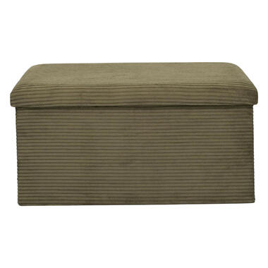 Home Deco - Poefje - opbergbox - rib - groen - 38 x 38cm