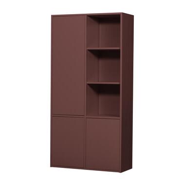 WOOOD Merel opbergkast - Grenen - Bordeauxrood - 100x200x44