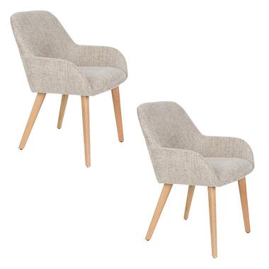 Housecraft Loua Eetkamerstoelen Beige/ Bruin - Set van 2