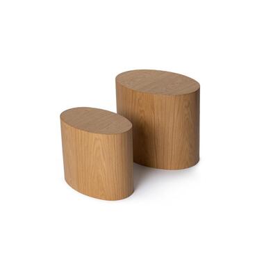 Bijzettafel Ovaal Naturel - 40x34x49cm - Set van 2 - Elipse