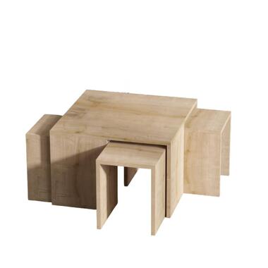 Salontafel Naturel - Set Van 5 - 60x60x37cm - Ortanca