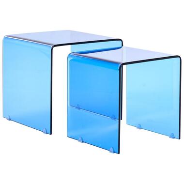 KENDALL - Salontafel set - Blauw - Veiligheidsglas