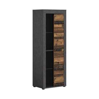 Hioshop Jam vitrinekast 1 glasdeur eiken decor