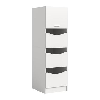 Hioshop Free badkamerkast voor de was 3 deuren- 1 vouwdeur wit