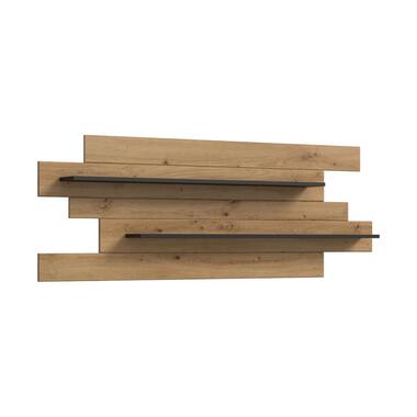 Hioshop Canu wandkast wandplank 2 planken eiken decor- donkergrijs