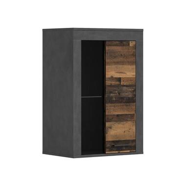 Hioshop Jam vitrinekast 1 glasdeur grijs