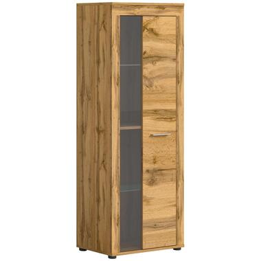Hioshop Jam vitrinekast 1 glasdeur eiken decor