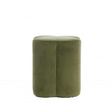 Light & Living - Nalani poef 38x38x45 cm velvet- olijfgroen