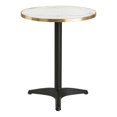 Hioshop Trine cafetafel Ø60cm met 2 haken marmerdecor wit