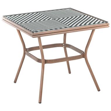 CASPRI - Tuintafel - Wit/Zwart - 80 x 80 cm - PE rotan