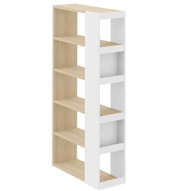 Boekenkast Ellana 7 open vakken-lichte eik/wit