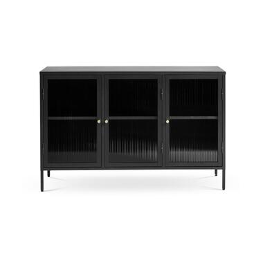 Olivine Katja Sideboard Dressoir Zwart - Metaal - Glas - 132 cm