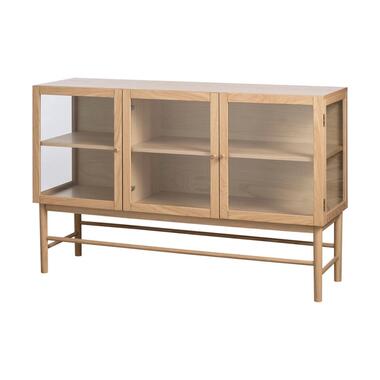 Olivine Boris Eikenhouten Dressoir met Glazen Deuren - B 140 - Naturel