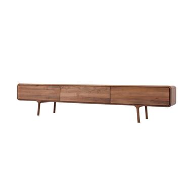 Gazzda Fawn Lowboard Wild Walnut - TV meubel - 3 Lades - 220 x 45 cm