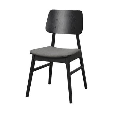 Rowico Home Nagano Houten Eetkamerstoel Zwart - Met Grijs Zitkussen