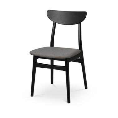 Rowico Home Rodham Houten Eetkamerstoel Zwart - Donkergrijze Stof