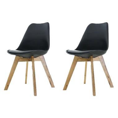 Essence Madera eetkamerstoel zwart - Houten onderstel - Set van 2