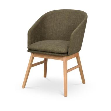 Rowico Home Windham Eetkamerstoel Groen - Armleuning - Naturel Eiken