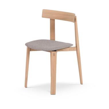 Gazzda Nora Chair Houten Eetkamerstoel Whitewash - Lichtgrijs Kussen