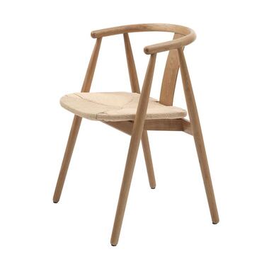 Olivine Kenza Eikenhouten Eetkamerstoel - Naturel met Rieten Zitting