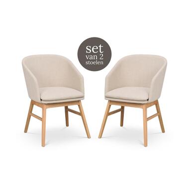 Rowico Home Windham Eetkamerstoel Beige - Naturel Eiken - Set Van 2