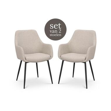 Rowico Home Reily Eetkamerstoel Beige - Armleuning - Set Van 2