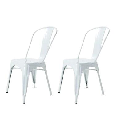 Legend Metalen eetkamerstoel wit - set van 2