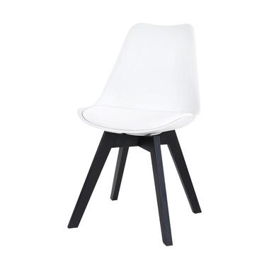 Essence Madera Eetkamerstoel Wit - Zwarte Houten Poten