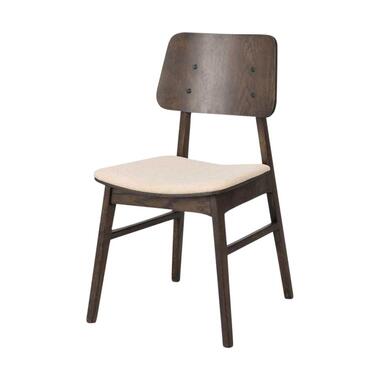 Rowico Home Nagano Houten Eetkamerstoel Bruin - Met Beige Zitkussen