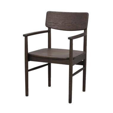 Rowico Home Maidstone Eikenhouten Eetkamerstoel met Armleuning - Donkerbruin