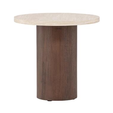 Nest living Jente Ronde Bijzettafel Donkerbruin En Beige - Ø 50 cm