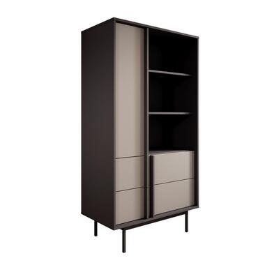 Meubella - Antigo - Boekenkast - Beige/Antraciet - 83x43x155 cm