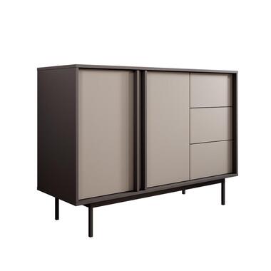 Meubella - Antigo - Dressoir - Beige/Antraciet - 123x43x87 cm
