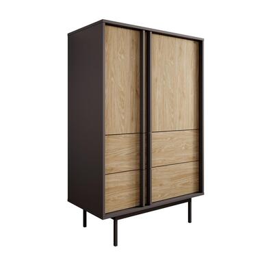 Meubella - Antigo - Dressoir - Eiken/Antraciet - 83x43x127 cm