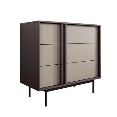 Meubella - Antigo - Ladekast met 3 lades - Beige/Antraciet - 93x43x87 cm