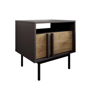 Meubella - Antigo - Nachtkastje - Eiken/Antraciet