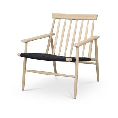 Rowico Home Canwood houten fauteuil whitewash - zwarte zitting