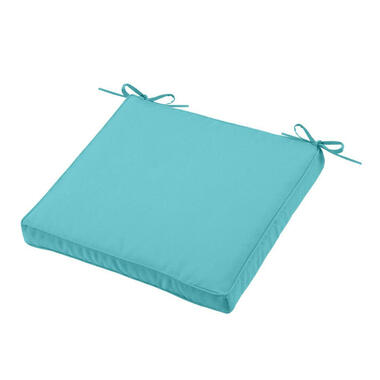Stof Textile Tuin stoelkussen - turquoise - 40 x 40 x 5 cm