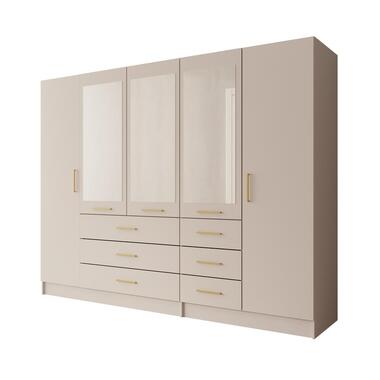 Meubella - Komodo - Kledingkast met 5 deuren - Beige - 250x61x201 cm
