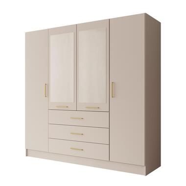 Meubella - Komodo - Kledingkast met 4 deuren - Beige - 200x61x201 cm