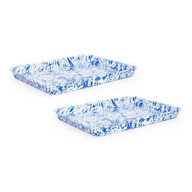 Crow Canyon Home Dienbladen Splatter - Set van 2 - Blauw