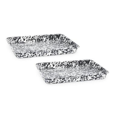 Crow Canyon Home Dienbladen Splatter - Set van 2 - Zwart